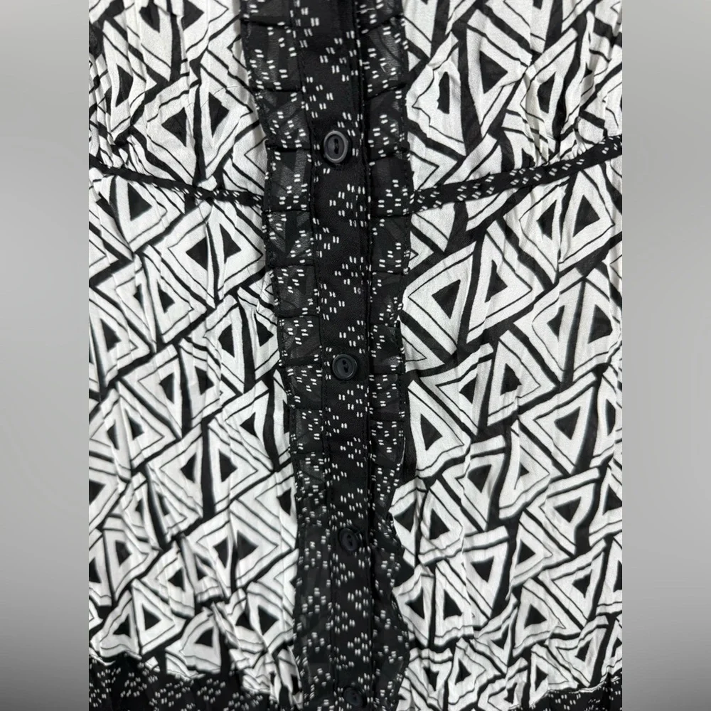Sunny Leigh Boho Tie Front Blouse Bell Sleeve Whimsygoth Top Medium - Picture 6 of 8